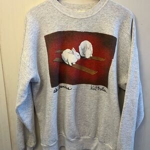 Hanes Gray Crewneck Sweater with Bunny Design